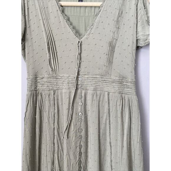 Lulus Button-Front Maxi Dress Women's Completely In Love Sage Green Size Medium - Picture 3 of 6